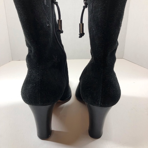 Ralph Lauren Corina Embroidered Black Suede Zipper Boots Size 8B - Picture 7 of 7